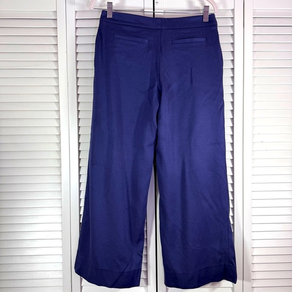 Reiss Wide Leg Cropped Trouser Pants Blue Size 4 - Picture 4 of 10